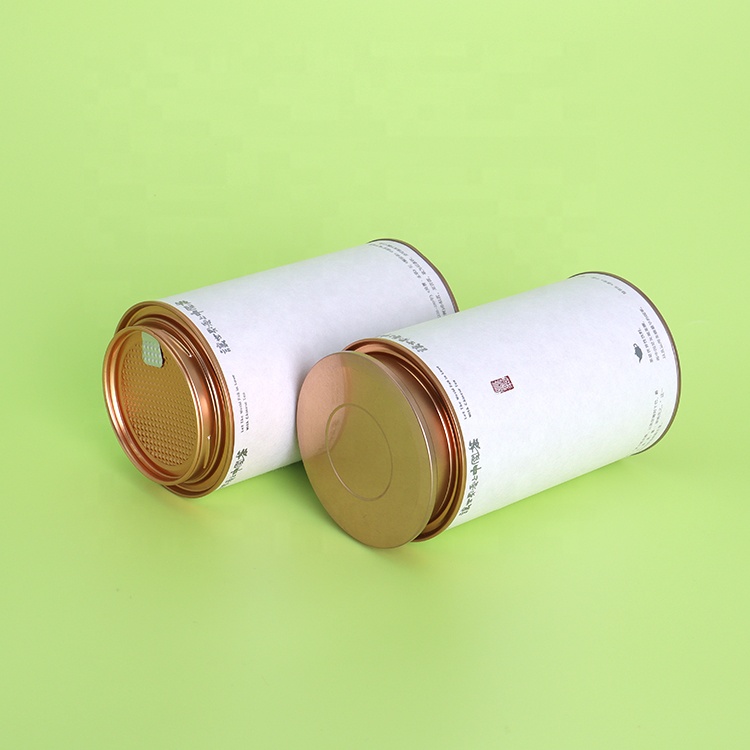 Custom Eco-Friendly Biodegradable Kraft Paper Tea Cylinder Cardboard Tubes for Food Packaging with Metal Lid