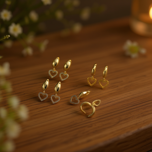 Boucles d'oreilles Huggie en forme de cœur plaquées or Zi, en acier inoxydable, lot de 12 pièces, bijoux tendance pour femmes, cadeau - Product Image 2