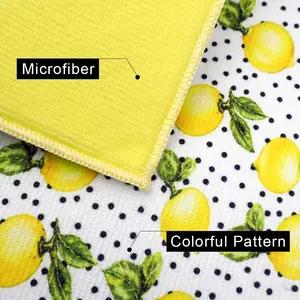 Tapis secs pour vaisselle en microfibre à imprimé citron Accessoires de cuisine Gadgets de cuisine logo personnalisé tapis de séchage multi-usages faciles à nettoyer