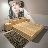 Lit double moderne en MDF avec rangement, design de mobilier simple pour chambre à coucher ou salon, style panneau pour la maison