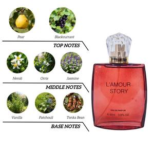 Profumi L'AMOUR STORY per donna-Pera e ribes nero da 90ml EDP a lunga durata | Regalo fruttato floreale per fragranza fidanzata - Product Image 3