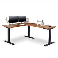Bureau d'ordinateur portable ergonomique en forme de L Bureau debout à double moteur Table en forme de L réglable en hauteur avec cadre
