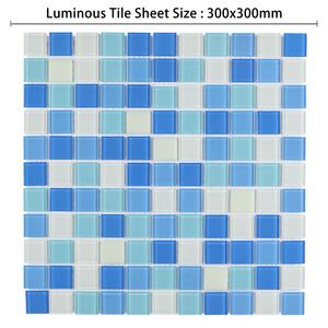 Goedkope Prijs Gemengd Blauw Lichtgevend Glas Kristal Gloed In De Donkere Mozaïek Zwembad Tegel Zwembad - Product Image 3
