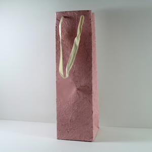 Sac à vin de qualité supérieure, en coton recyclé et en fibre de noix de coco, papier fait main. Poignées en ruban de coton assorties/contrastées - Product Image 1