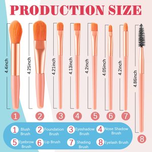 Juego de Brochas de Maquillaje de Viaje Premium Mini de 8 Piezas, Cerdas Sintéticas Suaves, Herramientas Cosméticas, Brochas para Sombras de Ojos, Rostro y Rubor - Product Image 2