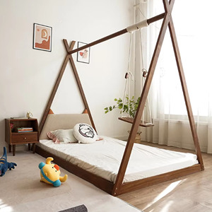 Solid <b>Pine</b> Wood Foldable Montessori Bunk <b>Bed</b> Frame for Kids for Modern Bedroom Living Room Farmhouse - Product Image 4