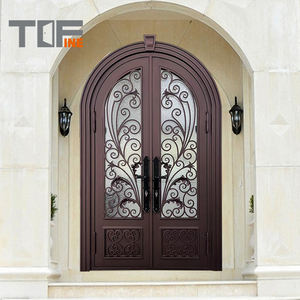 Great Selling Wrought Iron Door Family Villa/<strong>manor</strong> Use Wrought Iron <strong>Double</strong> Door Multiple Shapes Cheap Wrought Iron Door - Product Image 3
