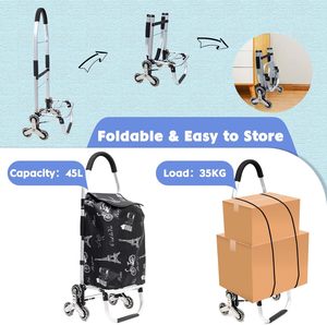 Carrito de compras con marco de aluminio resistente y bolsa de lona impermeable extraíble, carrito de mano para subir escaleras - Product Image 2