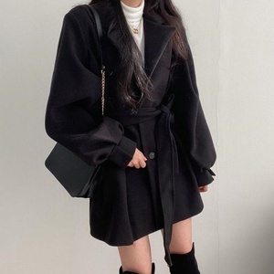 Abrigo Casual de Otoño Invierno para Mujer, Corte Holgado, Color Sólido, Botones, Manga Larga, Estilo Coreano, Tejido - Product Image 3
