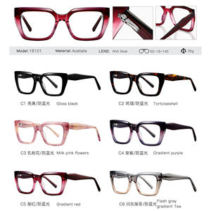 <span class=keywords><strong>Gafas</strong></span> de Acetato Cuadradas con Protección Anti-Luz Azul para <span class=keywords><strong>Mujer</strong></span> MS 18101, con Lentes de Resina con Diseño Floral, Montura Completa y Duradera - Product Image 6