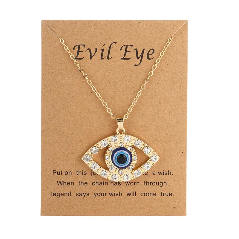 Turkish Opal Devil Stainless Steel 925 Sterling Silver 18k Gold Plated Blue Tiger Evil Eye shape Necklace Charm Pendants