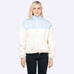 <span class=keywords><strong>Veste</strong></span> à panneaux bicolores personnalisée pour femmes, col montant, fermeture éclair, sweat-shirt en polaire, <span class=keywords><strong>veste</strong></span> d'hiver chaude et tendance pour femmes - Product Image 2