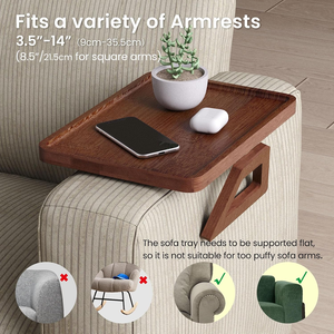 <span class=keywords><strong>Plateau</strong></span> d'accoudoir pliable compact et robuste avec clip, design en bois, antidérapant, table d'appoint pour canapé, pour salon et maison - Product Image 4