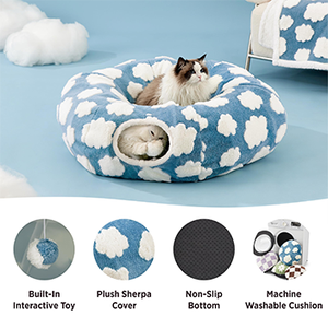 Lit pour chat pliable personnalisé en forme de lune pleine, en velours Shu, avec tapis central, jouet pour chat Sharp, multifonctionnel, toutes saisons - Product Image 5