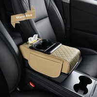 Boîte d'accoudoir de voiture de luxe en cuir 4-en-1 au design esthétique inspiré du corps humain, avec rangement, porte-gobelet et rehausseur, pour e-commerce transfrontalier