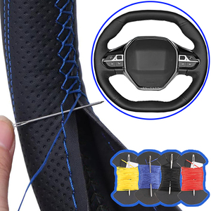 Housse de volant de voiture en cuir microfibre pour <span class=keywords><strong>Peugeot</strong></span> <span class=keywords><strong>E</strong></span>-<span class=keywords><strong>208</strong></span> 2020 508 <span class=keywords><strong>208</strong></span> 2019 2020 3008 4008 5008 2016-2019 - Product Image 1