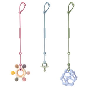 Tongtu Luxury Bpa Free Adjustable Straps Silicone Teether Ring Soft Toy Anti-Lost Chain Babies Kids Solid Color <b>Pacifier</b> Safety - Product Image 1