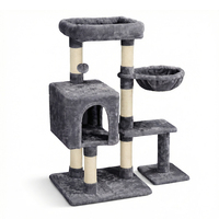 Arbre à chat robuste et écologique en peluche avec poteaux en sisal, structure d'escalade multi-niveaux en velours, montage facile, emballage en carton pour chats d'intérieur