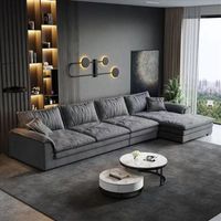 Europäischer Ecksofa im Übergröße-Format mit Chaiselongue, Doppelfunktion, Naturlatex-Füllung, Stoffbezug, Komplettset für