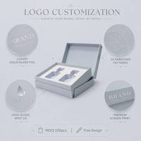 Caja de Regalo de Lujo para Cuidado de la Piel en Azul Grisáceo, con Inserto de Suero de Doble Corte y Diseño de Hoja Botánica, Empaque Cosmético de Belleza, MOQ Bajo de 100 Piezas