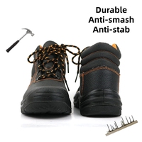 Chaussures de sécurité montantes à lacets avec semelle extérieure en PU, embout en acier, anti-perforation, anti-écrasement, pour hommes, pour l'industrie et la construction