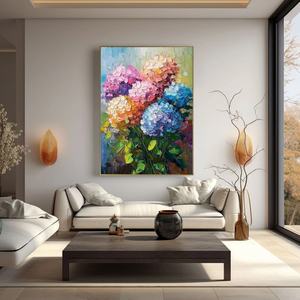 Peinture texturée, grand motif floral vertical coloré, art mural abstrait texturé moderne et épais pour la maison et la galerie - Product Image 2