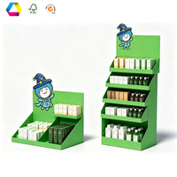 Support d'affichage au sol en carton ondulé personnalisé, présentoir en papier pliable écologique à forte capacité pour la promotion de produits de beauté et de soins de la peau en vente au détail