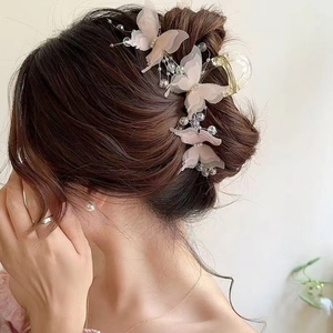 Pinzas de Pelo Grandes de Tela con Mariposas de Madera y Diamantes de Imitación de Alta Gama Qianjin, Dulces Accesorios para el Cabello para Niñas, Venta al por Mayor para Halloween - Product Image 6