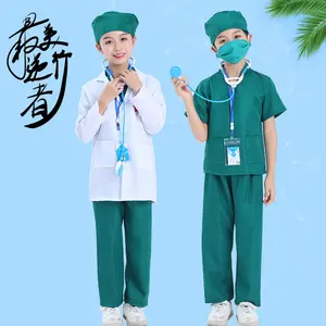 Traje de fantasia de médico e infantil, fantasia de halloween, festa, robe branco, uniforme, jogos, conjunto de fingir, brinquedos, hobbies