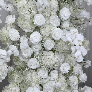Arco de Flores Artificiales de Seda Densa Blanca Pura Realista de Alta Calidad con Rosas y Hortensias para Decoración de Fondo de Boda - Product Image 3