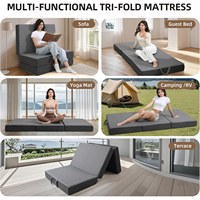 Matelas en mousse à mémoire de forme pliable à trois volets - Housse amovible écologique - Tissu lavable - Fond antidérapant - Pour les voyages, le camping et la maison