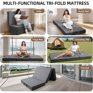 Matelas en mousse à mémoire de forme pliable à trois volets - Housse amovible écologique - Tissu lavable - Fond antidérapant - Pour les voyages, le camping et la maison - Product Image 6