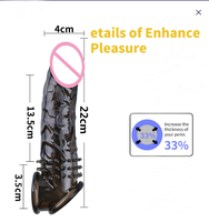 Dildo Negro Funda Alargadora de Silicona Arnés con Dildo Modelo de Silicona Xxxlx Juguetes Sexuales para Hombre Condón de Silicona Juguetes Sexy para Adultos