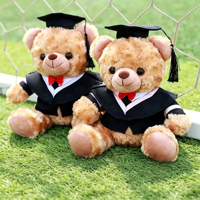 Ours de graduation super doux en peluche, avec toge académique, cadeau commémoratif, rembourrage en coton, logo brodé personnalisé