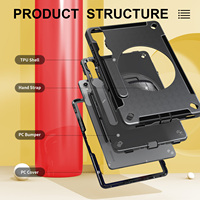 Casing Tablet Heavy Duty dengan Tali Pegangan Aman dan Fleksibel 360 Derajat untuk Samsung Galaxy Tab S9 12.4 Inch SM-X730 SM-X736B