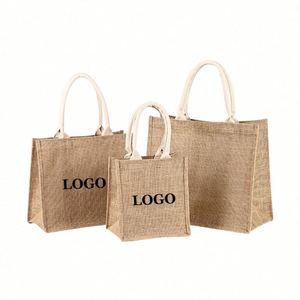 Bolsa de Yute Laminada Ecológica, Bolsa de Yute Reutilizable, Bolsas de Compras Publicitarias con Impresión de Logotipo - Product Image 1
