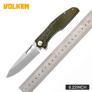 Camping Volken Edelstahl gezackte Kante Leinen faser Griff Taschen messer - Product Image 2