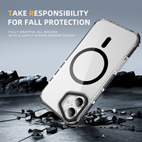 Cadre entièrement enveloppé Crystal Transparent TPU + PC Magnetic Strong Protection Case pour IP16 17 ou version ultérieure