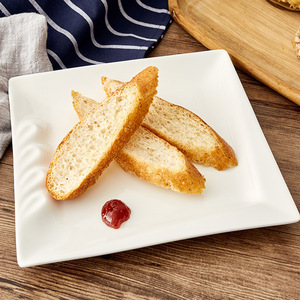 Assiette en céramique épaissie carrée blanche 8/10/12 pour steak de cuisine occidentale vaisselle jetable d'hôtel pour les fêtes - Product Image 1