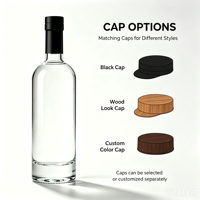 Bouteille de liqueur en verre transparent de haute qualité de 500 ml, étiquette personnalisée, plusieurs options de bouchons pour les spiritueux et les boissons énergisantes