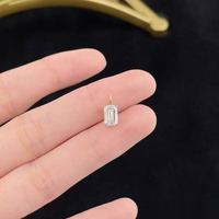 Ciondolo in Oro 18K con Diamante Coltivato in Laboratorio, Minimalista, Taglio Smeraldo a Quattro Griffe, Gioielli Raffinati da Donna, Collane alla Moda, Charm Delicato