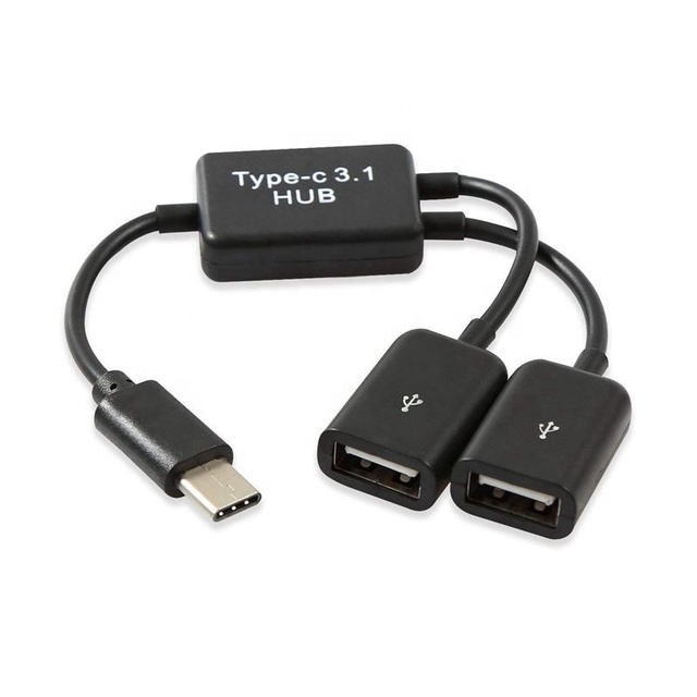lcr 2 Port USB 3.1 Type C Hub Y Splitter Cable with Dual USB 28AWG Charging & Data Transfer 2 in 1