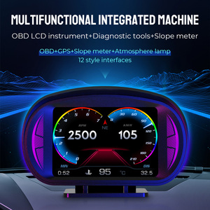 P2 <span class=keywords><strong>Car</strong></span> OBD2 Head up Display HUD Clock GPS Velocímetro Medidor de inclinación de pendiente Alarma de exceso de velocidad Prueba de freno Turbo a bordo Probador de computadora - Product Image 2