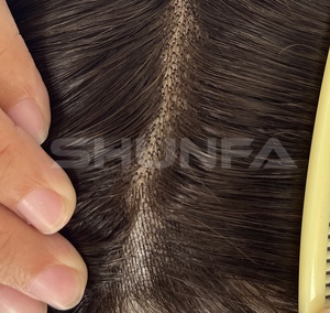 Prothèse capillaire pour homme modèle GM4, centre en dentelle et contour en peau fine, 100% cheveux humains, système de remplacement capillaire blanchi, vente en gros - Product Image 5
