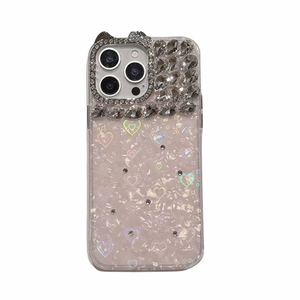 เคสโทรศัพท์คริสตัลเพชรหลากสีสันสุดหรูสำหรับ iPhone 17 16 15 14 13 12  วัสดุ TPU PC สำหรับ iPhone 17 Pro Max สีชมพูสวยงาม - Product Image 4