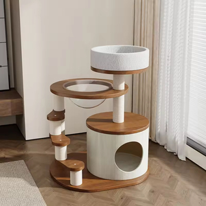 FEITU Groothandel Huisdierenbenodigdheden Binnen & Buiten Moderne Luxe Houten Kattenkrabpaal Klimboom Kattentoren Huis - Product Image 1