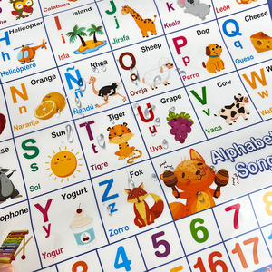 Póster de aprendizaje para niños, juguete educativo para <span class=keywords><strong>enseñar</strong></span> matemáticas del alfabeto, juguete parlante bilingüe en <span class=keywords><strong>español</strong></span> e inglés, máquina de aprendizaje 2 en 1 - Product Image 3