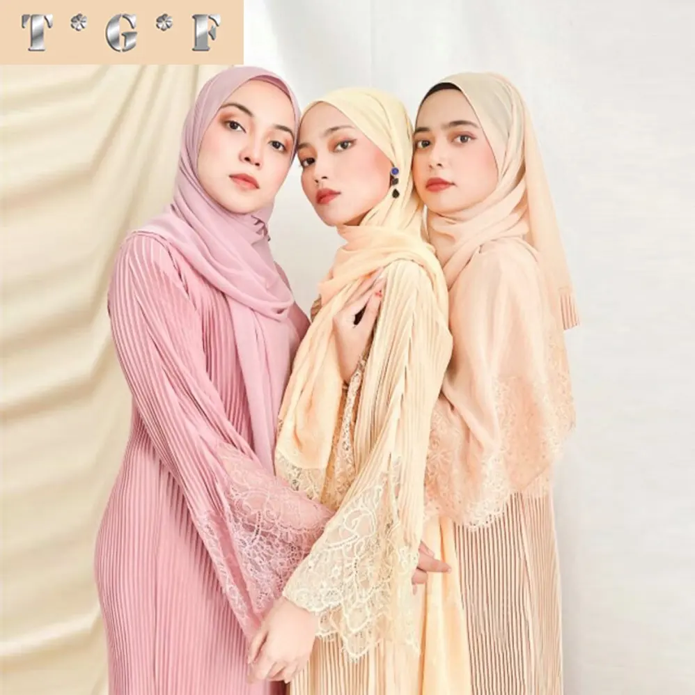 Nouvelle robe Abaya Vrial plissée Allium Abaya jubah muslimah robe Dentelle Strass Premium Abaya Dubai Grande Taille
