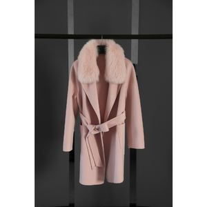 <span class=keywords><strong>Cappotto</strong></span> Invernale di Lusso da <span class=keywords><strong>Donna</strong></span> con Collo in Vera Pelliccia di Volpe, Stile con Cintura, in <span class=keywords><strong>Cashmere</strong></span> - Product Image 5