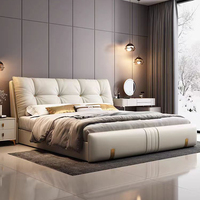 Amerikanisches Kingsize-Bett Hochwertiges Lederbett Schlafzimmermöbel Holz-Queen-Size-Lederbett mit Stauraum